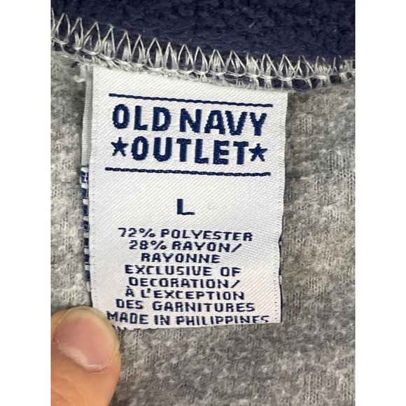 Old Navy Women's Quarter Zip Fleece L Grey Blue Polyester Rayon Long Sleeve - Picture 3 of 5